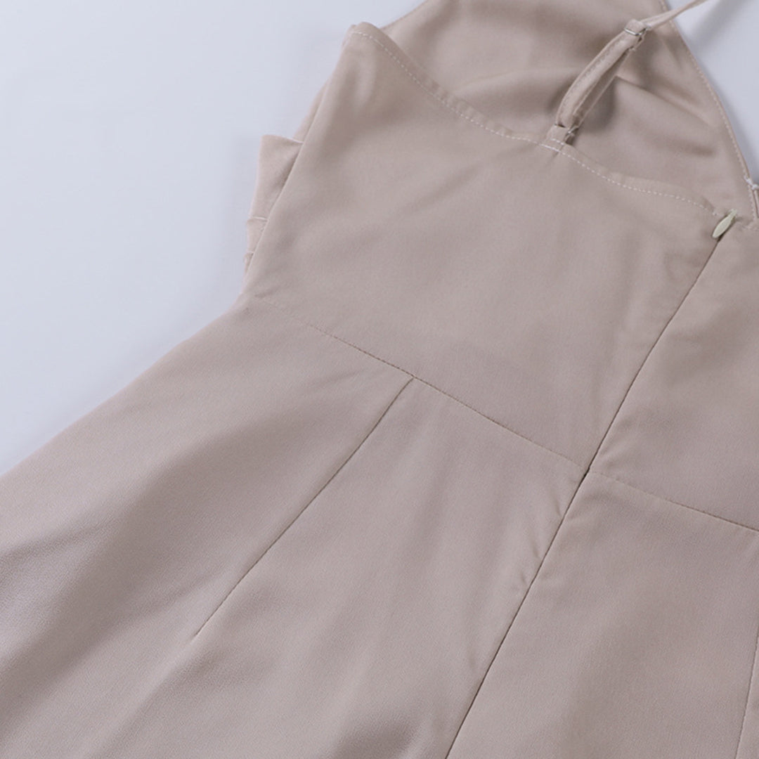 Women’s maxi dress | Spaghetti straps | Draped neckline | Side slit | Lightweight breathable fabric