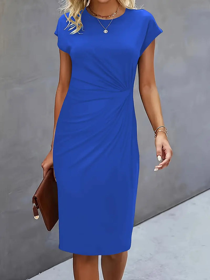Women’s midi dress | Tailored fit | Round neckline | Lightweight breathable fabric | Versatile occasions