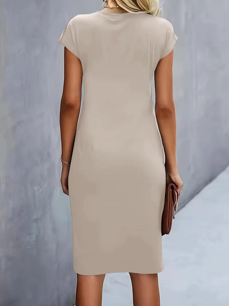 Women’s midi dress | Tailored fit | Round neckline | Lightweight breathable fabric | Versatile occasions