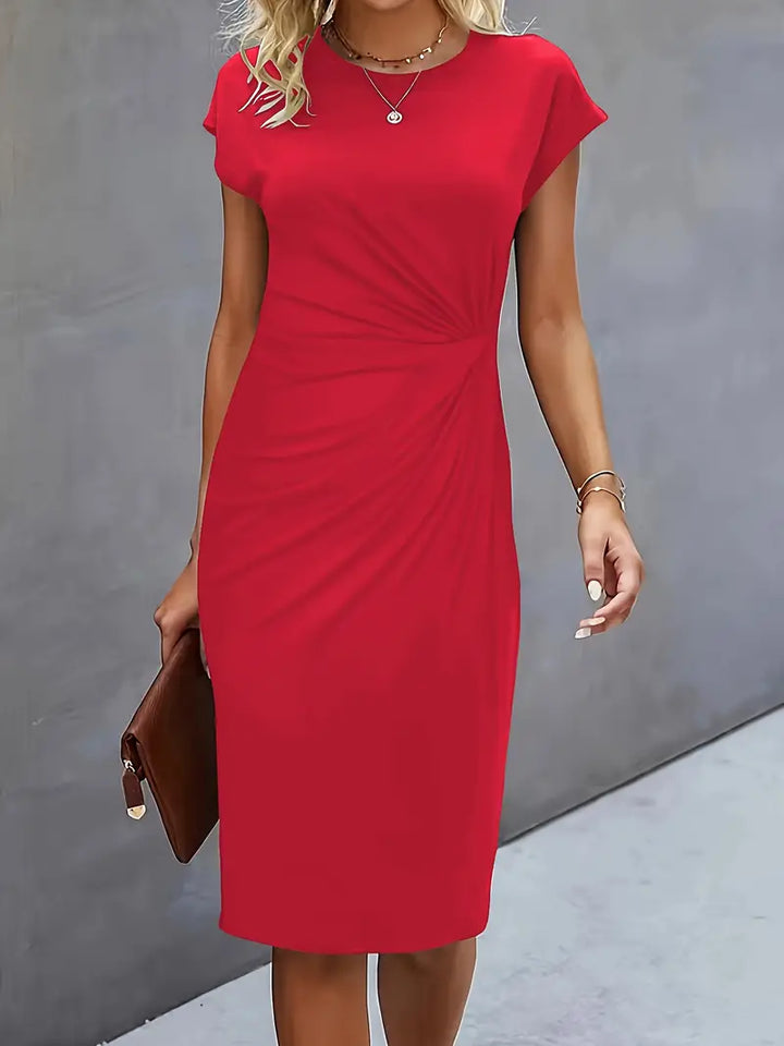 Women’s midi dress | Tailored fit | Round neckline | Lightweight breathable fabric | Versatile occasions