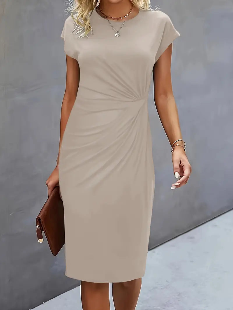 Women’s midi dress | Tailored fit | Round neckline | Lightweight breathable fabric | Versatile occasions