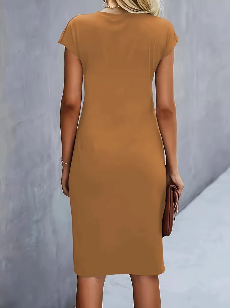 Women’s midi dress | Tailored fit | Round neckline | Lightweight breathable fabric | Versatile occasions