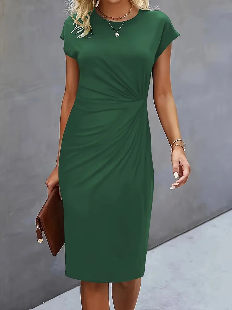 Women’s midi dress | Tailored fit | Round neckline | Lightweight breathable fabric | Versatile occasions