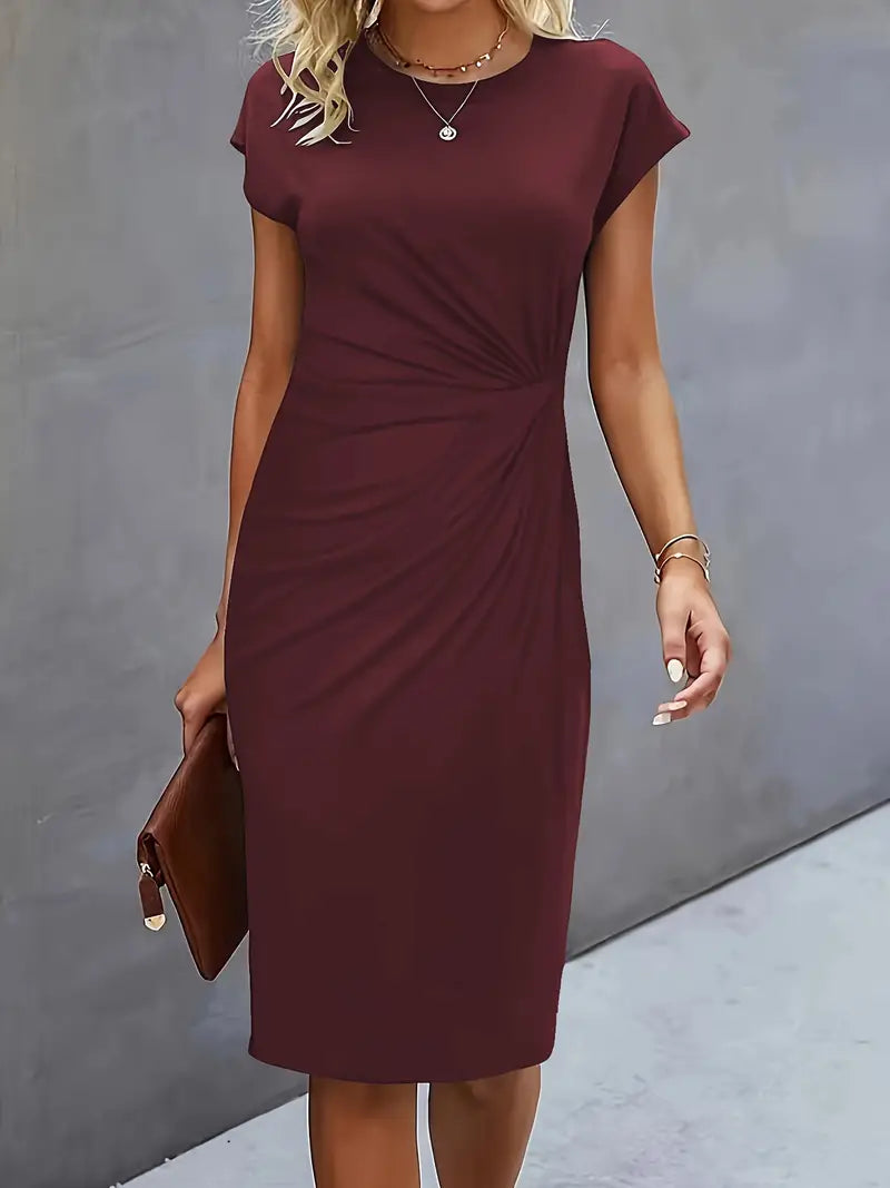 Women’s midi dress | Tailored fit | Round neckline | Lightweight breathable fabric | Versatile occasions