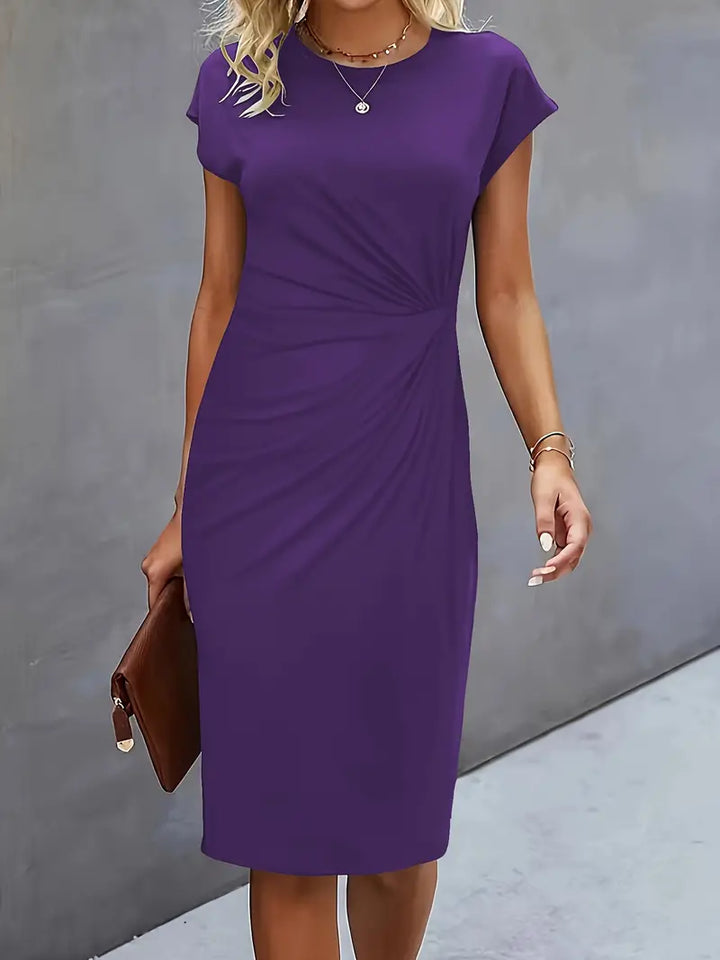 Women’s midi dress | Tailored fit | Round neckline | Lightweight breathable fabric | Versatile occasions