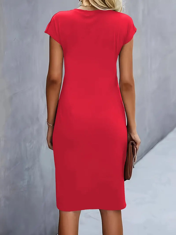 Women’s midi dress | Tailored fit | Round neckline | Lightweight breathable fabric | Versatile occasions